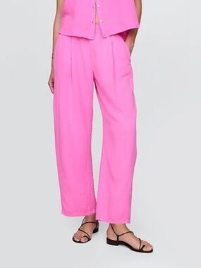 NWT Gap Pink Crinkle Gauze Easy Barrel Pants SizeMedium | 100% cotton